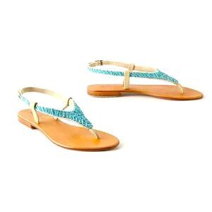 Cocobelle turquoise beaded sandals